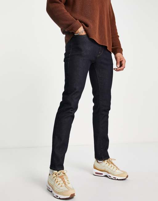 Selected Homme cotton slim rinse Leon jeans in dark blue MBLUE