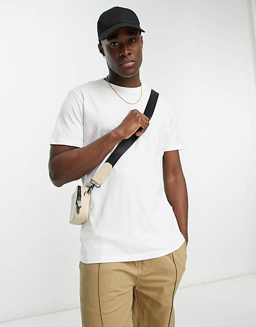 Patch interview Moving Selected Homme cotton t-shirt in white | ASOS
