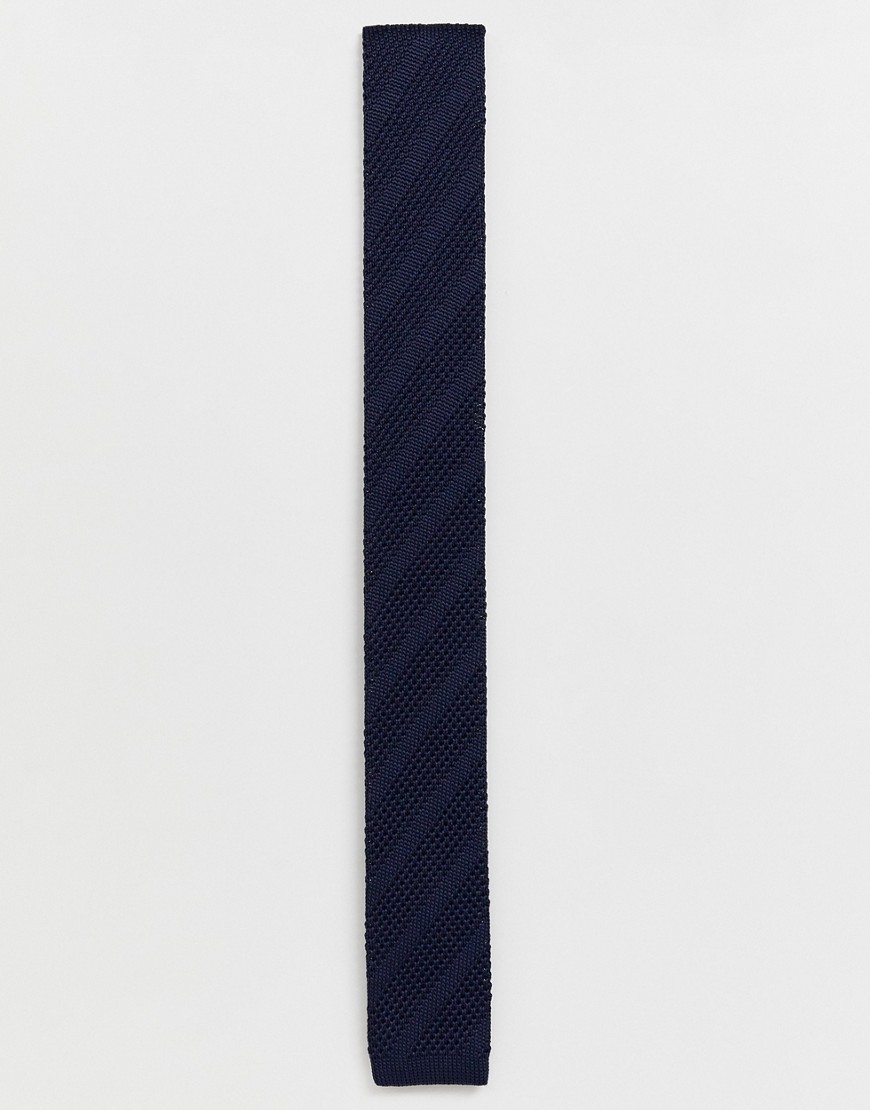 Selected Homme - Cravatta in maglia blu navy