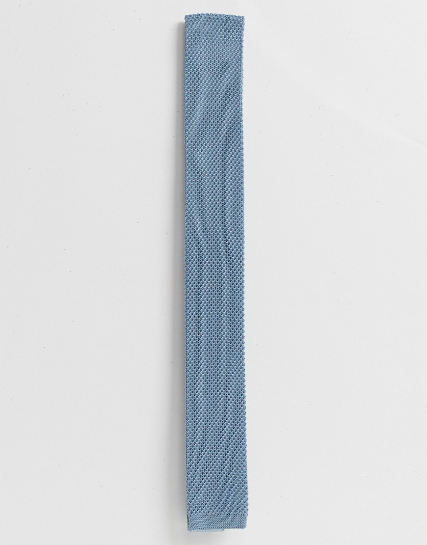 Selected Homme - Cravatta in maglia blu polvere