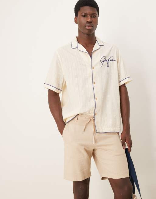 Selected Homme - Cremefarvede shorts i hørblanding