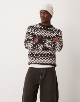 Selected Homme Crew Knitted Sweater In Brown