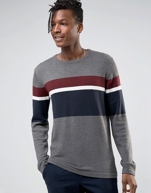 Selected Homme Crew Neck Knitted Sweater with Stripe | ASOS