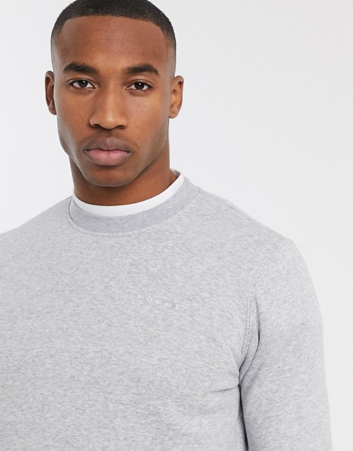 Selected Homme crew neck sweat with logo in grey