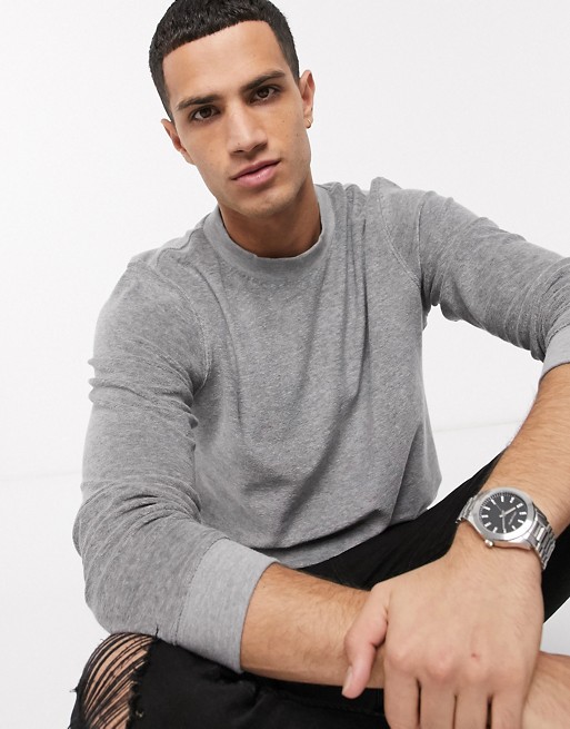 Selected Homme crew neck towelling sweat in grey