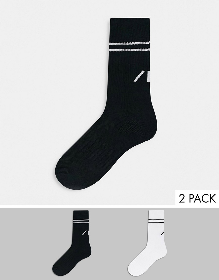 Selected Homme crew socks in black & white