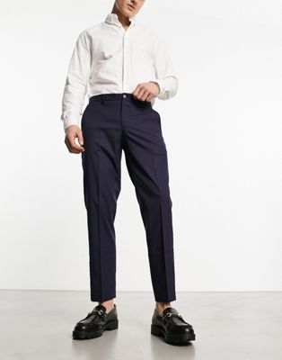 Selected Homme cropped smart trousers in navy