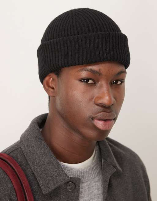 Selected Homme – Czarna czapka beanie z wełny merynosów