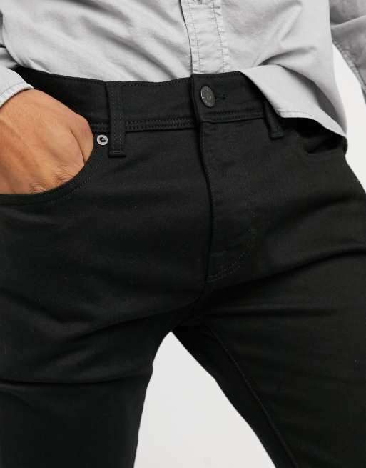 Selected Homme – Czarne dopasowane jeansy z bawełny – BLACK, 3 z 4