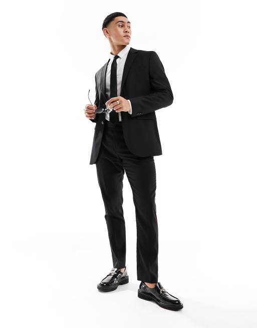 Selected Homme – Czarne dopasowane spodnie garniturowe 