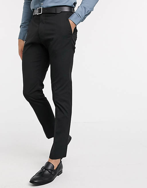 Selected Homme – Czarne spodnie garniturowe ze stretchem o dopasowanym kroju