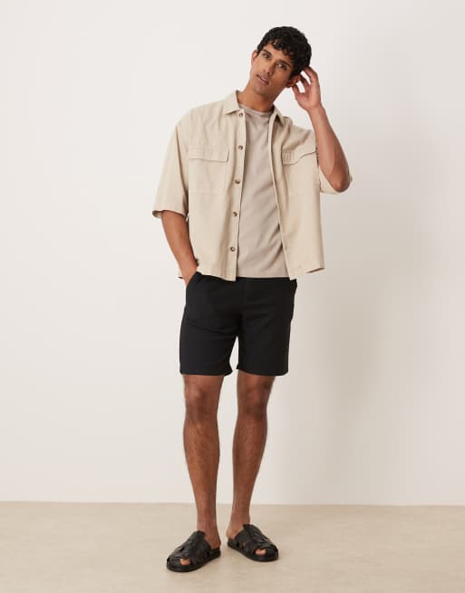 Selected Homme – czarne szorty z mieszanki lnu