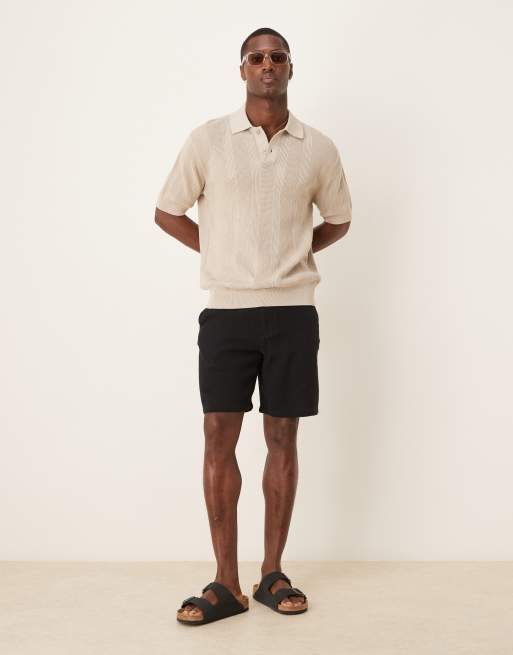Selected Homme – Czarne teksturowane szorty