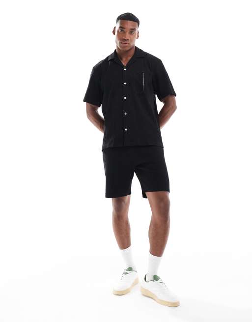 Selected Homme – Czarny zestaw o waflowej fakturze