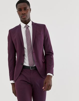 Selected Homme Damson Suit Jacket In Skinny Fit-Red