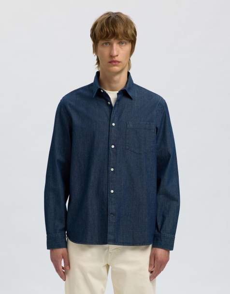 Selected Homme Denim shirt in dark blue denim - view 1