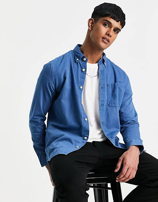 Selected Homme denim shirt in mid blue