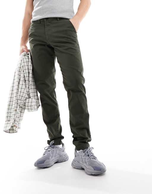 Selected Homme – Dopasowane chinosy w ciemnym kolorze khaki 