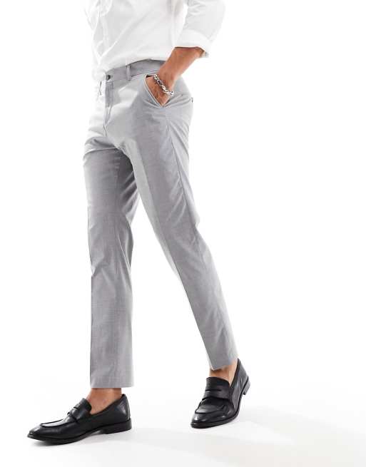 Selected Homme – Dopasowane eleganckie spodnie w kolorze jasnoszarym