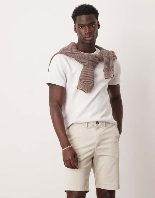 Selected Homme – Dopasowane kremowe szorty chinosy