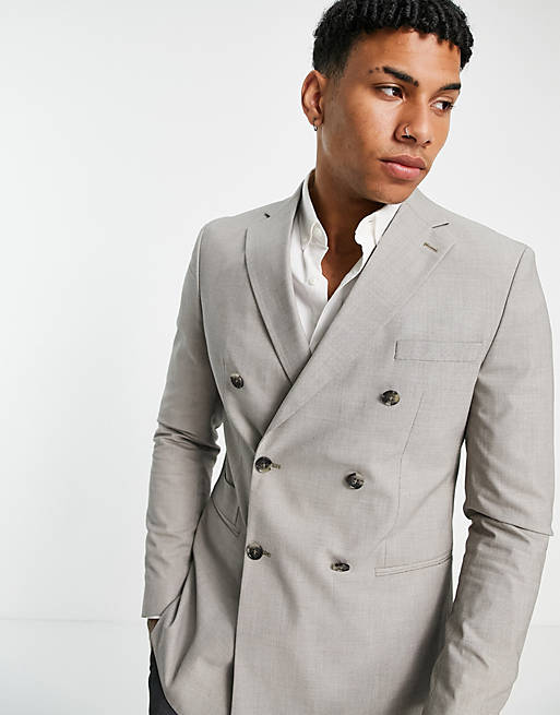 Selected Homme double breasted blazer in sand