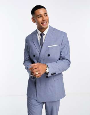 Selected Homme Selected Homme double breasted suit jacket in blue