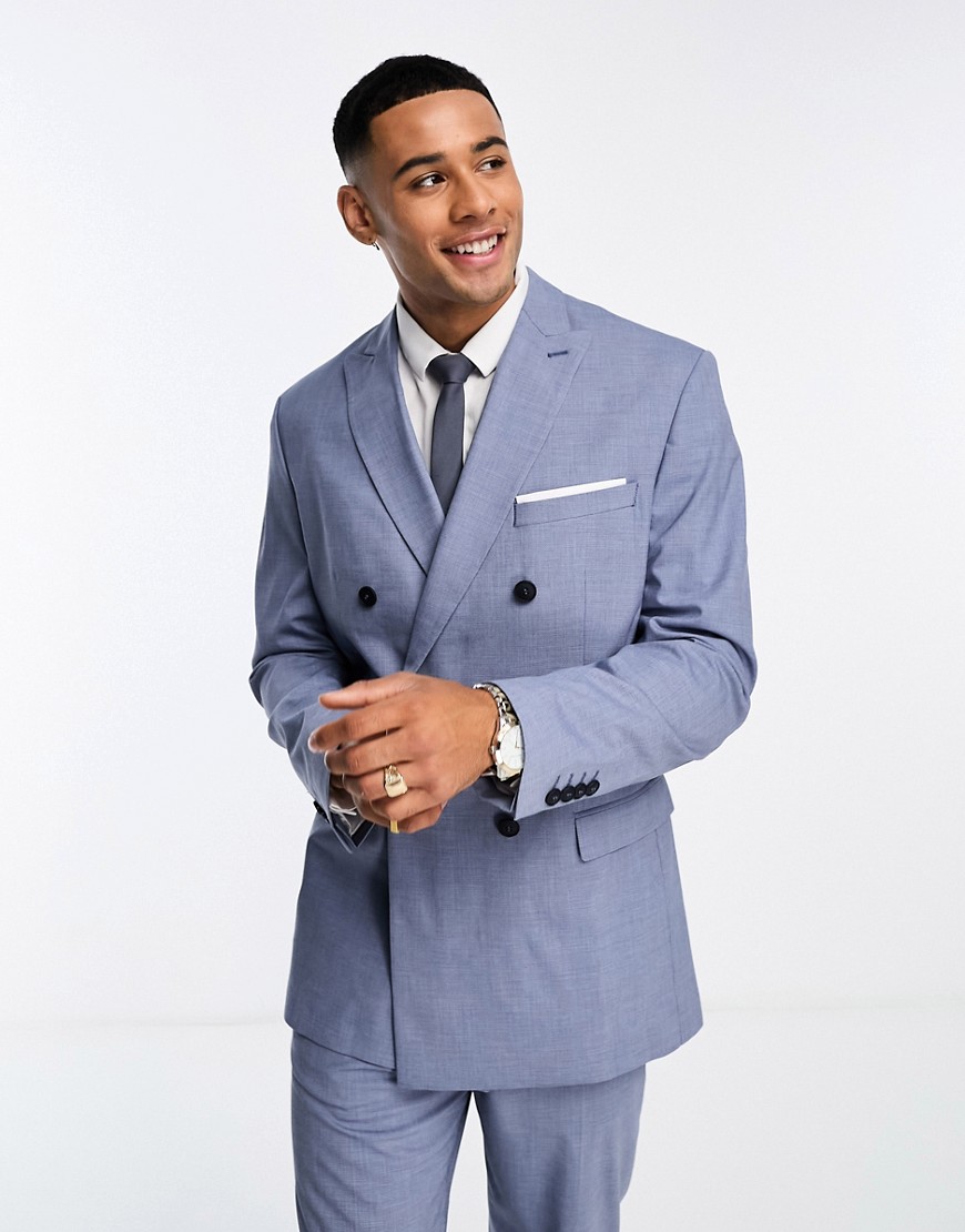 Selected Homme double breasted suit jacket in blue