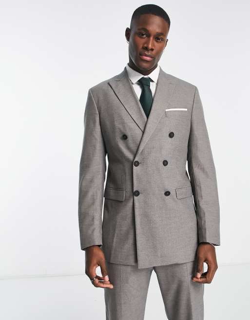 Grey double breasted online suit