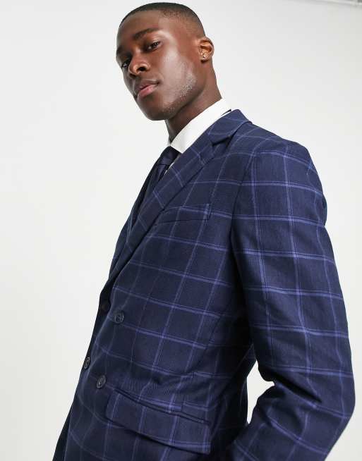 Mens plaid double breasted on sale blazer