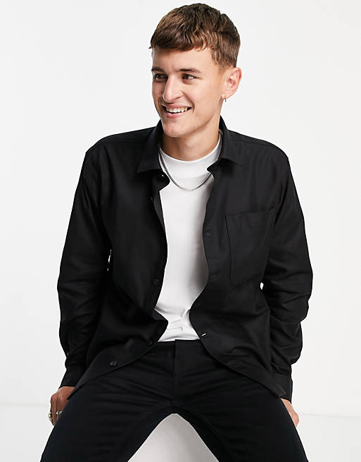 Selected Homme double pocket overshirt in black