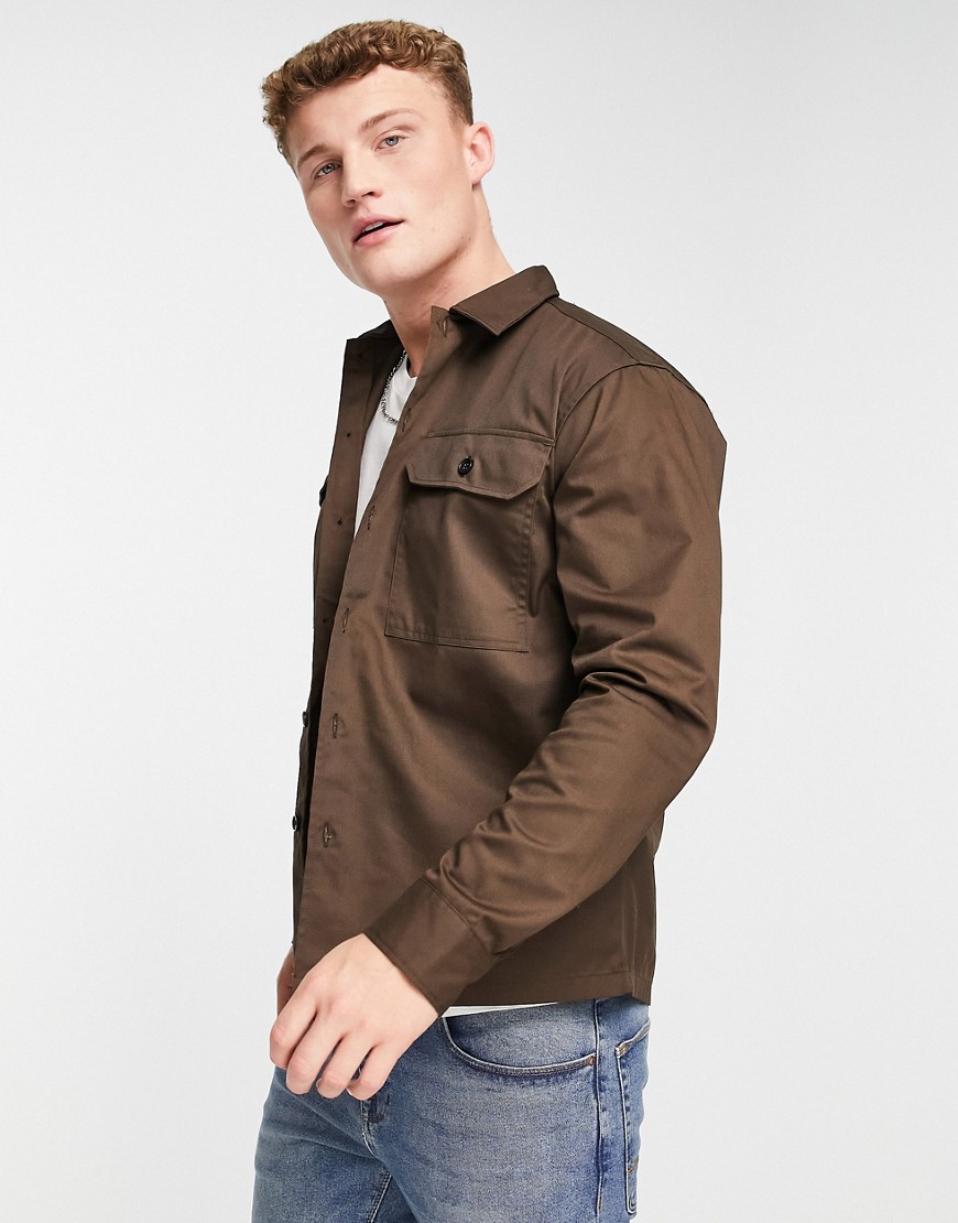 Selected Homme double pocket overshirt in brown