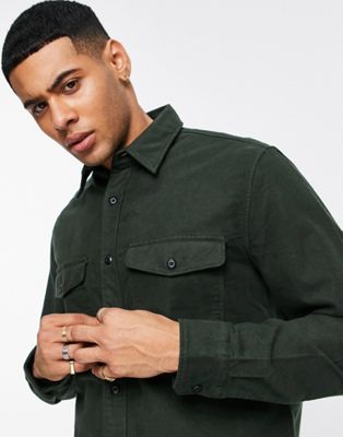 Selected Homme double pocket overshirt in khaki