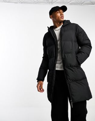 Selected Homme longline puffer jacket with hood in black  - ASOS Price Checker