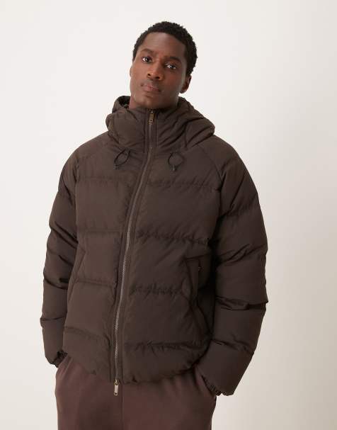 Selected Homme Down puffer jacket in brown - view 1