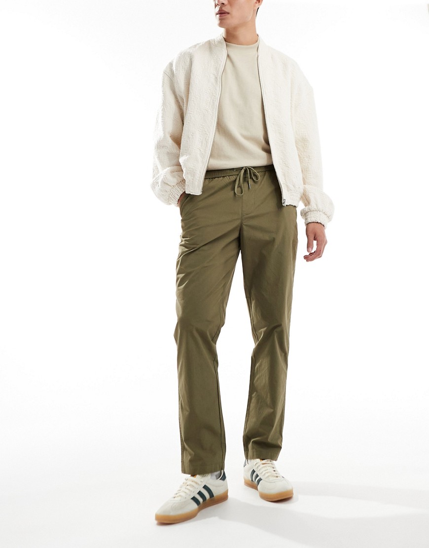 Selected homme drawstring trouser in khaki-Green