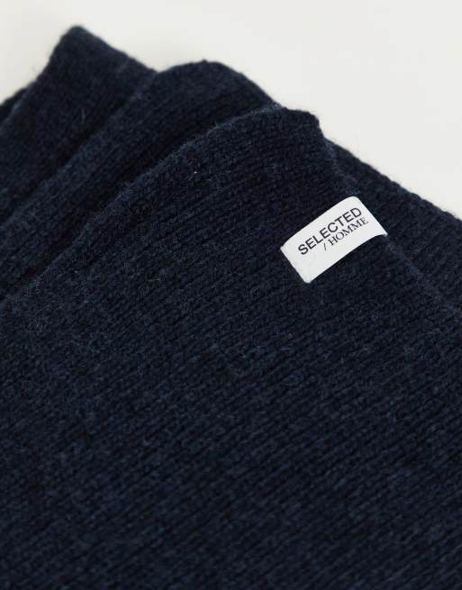 Selected Homme - Écharpe en maille de laine mélangée - Bleu marine, 2 de 4