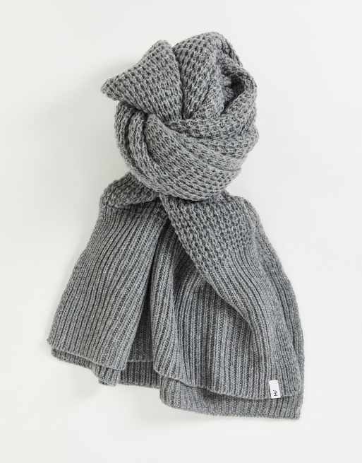 Selected Homme - Écharpe en maille torsadée - Gris
