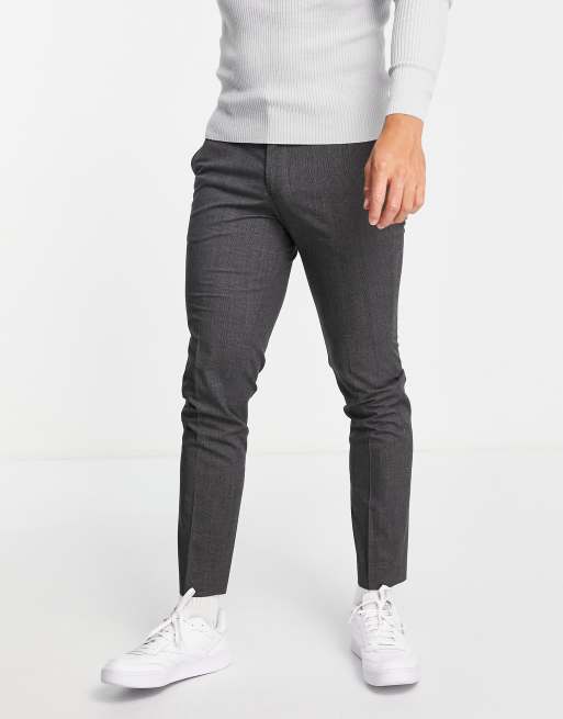 Selected Homme - Elegante slim fit-bukser i mørkegrå tern, 4 af 4