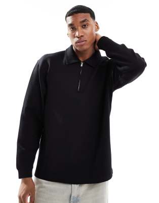 Emmanuel Zip polo shirt in black