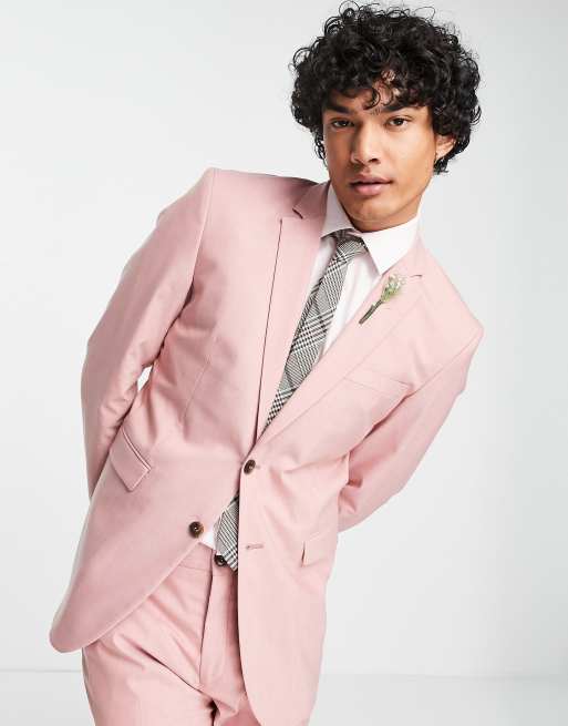 Selected Homme – Eng geschnittene Anzugjacke in Rosa 