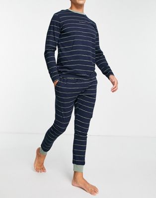 Pyjamas Selected Homme - Ensemble de pyjama rayé - Bleu marine