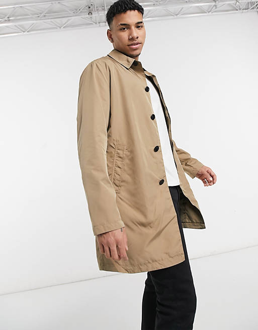 Selected Homme felix trench coat in sepia brown | ASOS