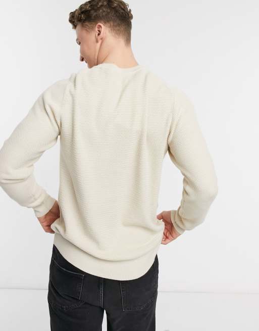 Selected Homme fine knit jumper in cream | ASOS