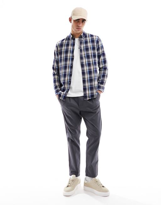 Selected Homme flannel long sleeve shirt in navy check, 2 of 4