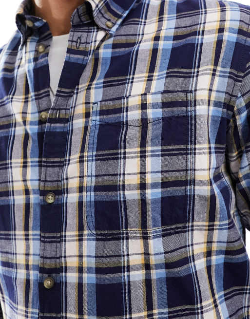 Selected Homme flannel long sleeve shirt in navy check, 3 of 4