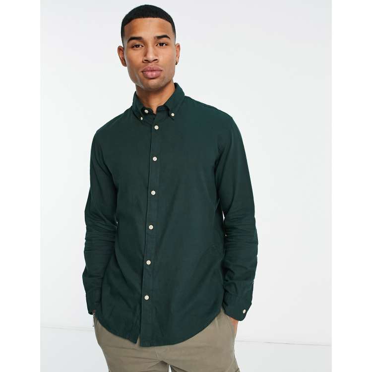 Dark green collared shirt sale