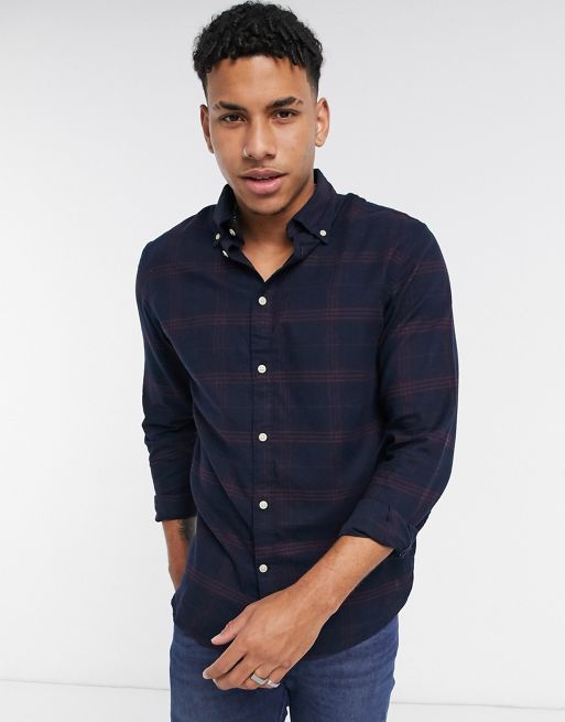 Selected Homme flannel shirt in navy blue check