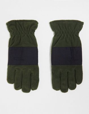 Selected Homme fleece gloves in khaki colourblock