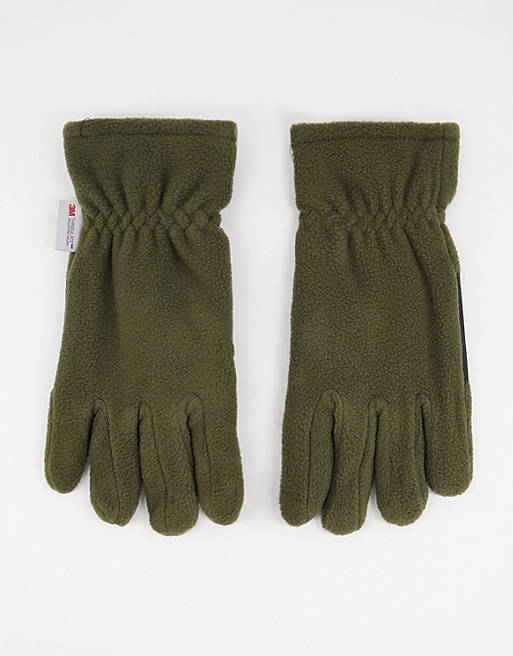 Men Gloves/Selected Homme fleece gloves in thinsulate green 