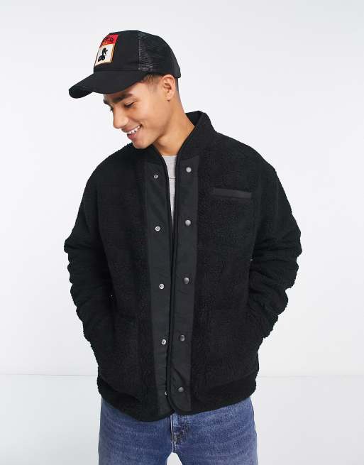 Selected Homme fleece jacket in black | ASOS